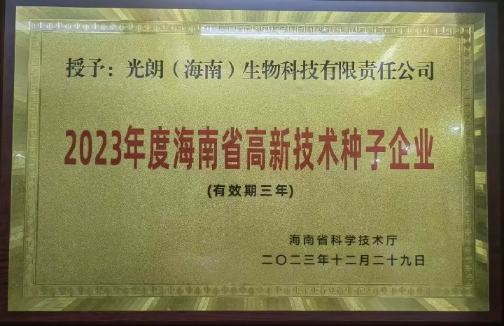 2023年度海南省高新技术企业种子企业